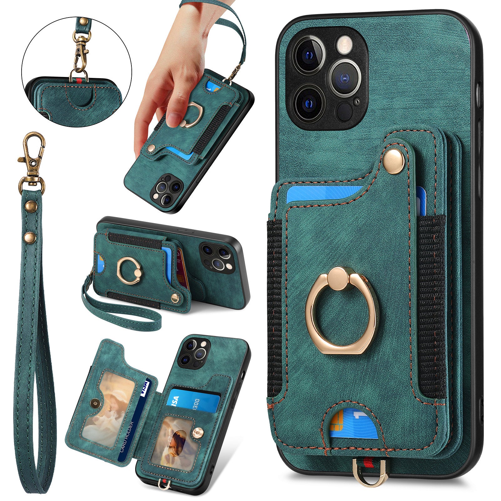 RFID Blocking Phone Case for iPhone 12 Pro Max Kickstand Card Holder PU Leather PC TPU Cover RFID Blocking Phone Case for iPhone 12 Pro Max Kickstand Card Holder PU Leather PC TPU Cover
